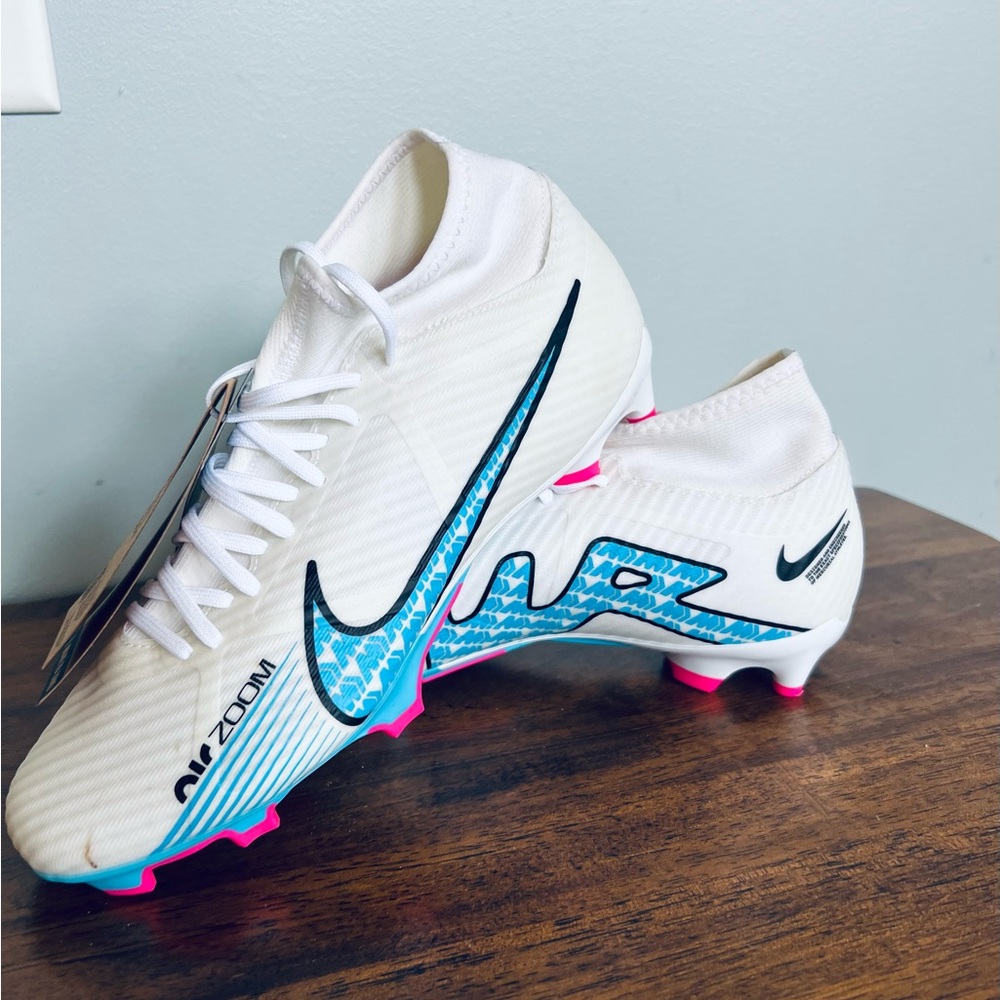 Nike Air Zoom Cleats - White with Blue and Pink